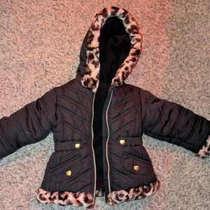 Okie Dokie Black Jacket with Leopard Accents